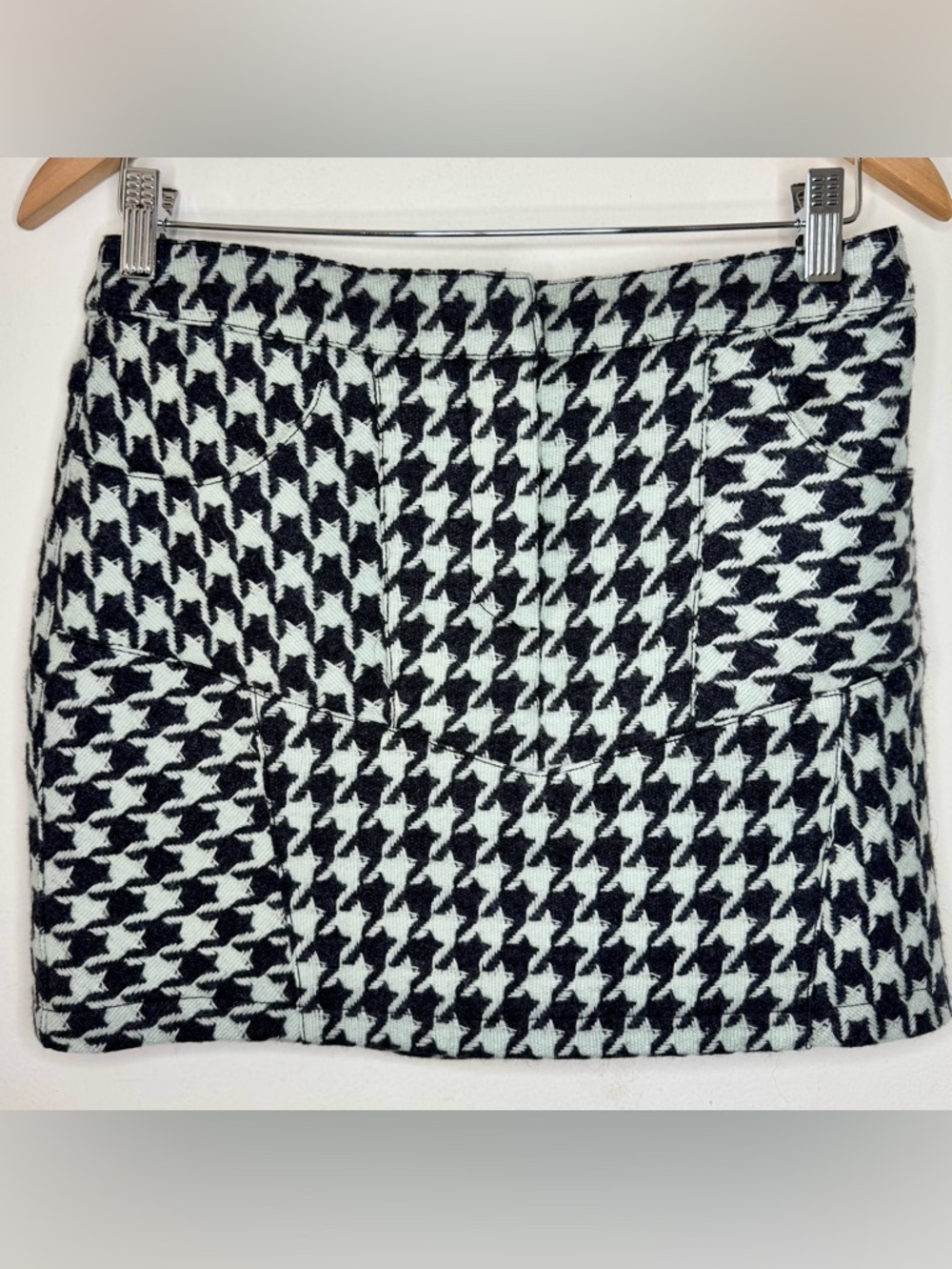 Emporio Armani Houndstooth Wool Blend Mini Skirt Women’s 8 Mint Green Preppy EUC